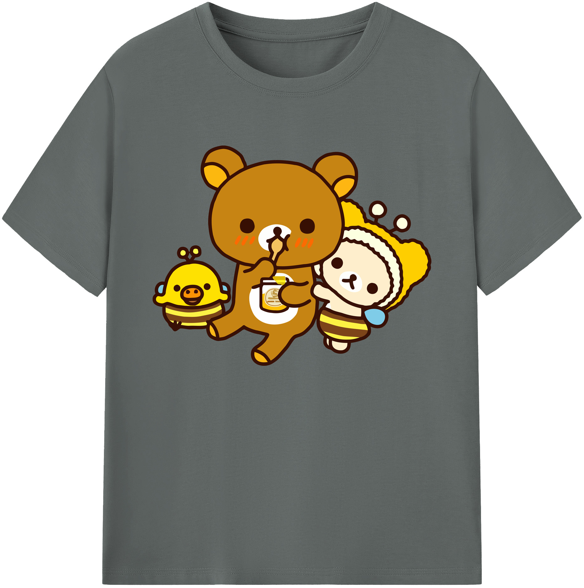 （画像用） リラックマ リラックマ キイロイトリ Rilakkuma Korilakkuma Kiiroitori 綿100％ メンズ半袖Tシャツ｜肌触りやわらか＆通気性